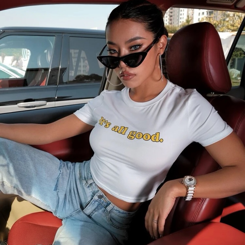 Slogan Graphic Crop Tee